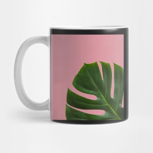 Monstera Leaf on Pink Background- Tropical Plant Vibe Mug